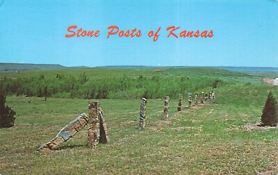 #ad Postcard KS Stone Post of Kansas Fences Prairies Fields Homesteaders $5.99