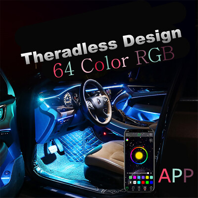 #ad 9 Pcs NO Threading Threadness Ambient Light Car Atmosphere Light Foot lamp APP $36.38