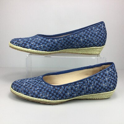 #ad Beacon Shoes Womens 9 M Espadrille Wedge Slip On Blue Fabric Casual 82148 $14.99