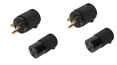 #ad 2 Set AC 2 Female 2 Male Edison Plugs 15 Amp Black Connectors Hubbell $64.99