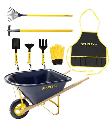 #ad Stanley Jr. 20L Kids Wheelbarrow Included 7 Piece Tools Garden Set NEW $89.90
