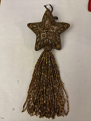 #ad Beaded Christmas Star Ornament with Beaded Tassels $9.95