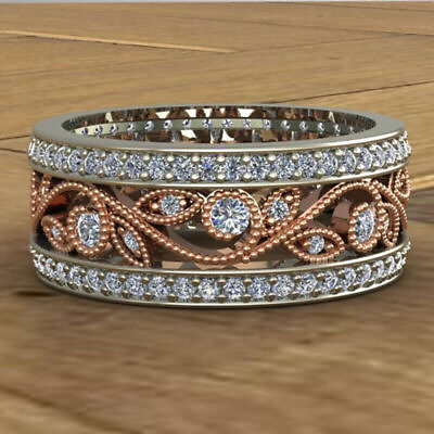 #ad Women Fashion Size 45087 Jewelry Sapphire Wedding Two White Fashion Ring Tone $5.42