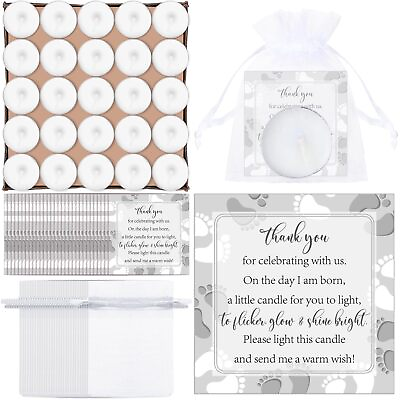 #ad 50 Sets Baby Shower Party Favors Including 50 Pcs Unscented Tealight Baby Sho... $32.56