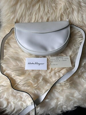 #ad Authentic Ferragamo Shoredar Bag white leather JAPAN $207.85