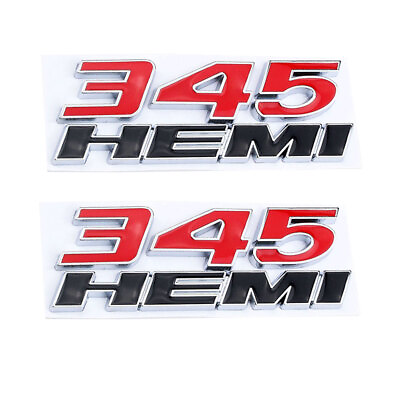 #ad 2PCS Black Red 345 HEMI For Dodge Ram Cherokee 3D Badge Emblem Nameplate $18.99