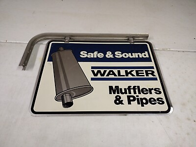 #ad Vintage 24x18 Walker Mufflers amp; Pipes Double Sided Sign amp; L Bracket Stout Ind $239.95