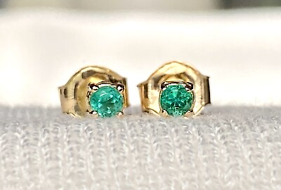 #ad Genuine Colombian emerald earrings 0.3 carats 18k gold $350.00