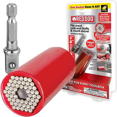 Red Dog Socket AS SEEN ON TV w Bonus Drill Adapter Use with Most Socket $19.99