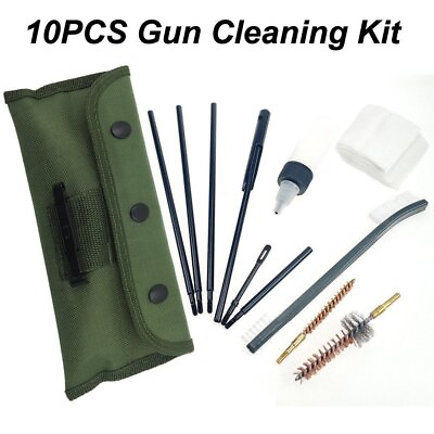 #ad 10 Piece .22 22LR .223 556 Rifle Gun Cleaning Kit Nylon Brush Cleaner with Pouch $14.49