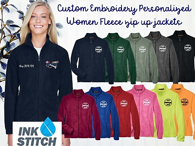 #ad Ink Stitch Design Your Own Custom Logo Texts Stitching Women Fleece Jackets $35.99