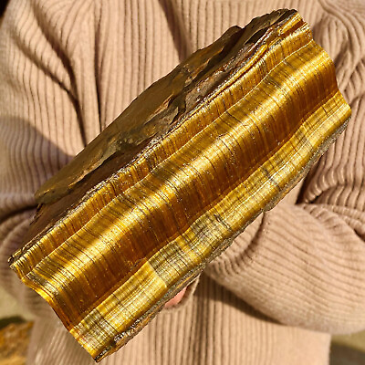 #ad 7.16LB Large Golden Tiger#x27;S Eye Rock Quartz Crystal Mineral Specimen Metaphysics $356.00