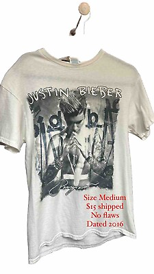 #ad NEW Justin Bieber Purpose World Tour Concert Shirt Medium Dates on Back Praying $12.00