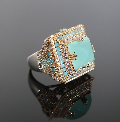 #ad Turquoise Ladies Ring 925 Sterling Silver Handmade Turkish Size 6 9 $48.90