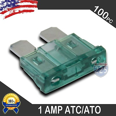 #ad 100 Pack 1 AMP ATC ATO STANDARD Regular FUSE BLADE 1A CAR TRUCK BOAT MARINE RV $10.95