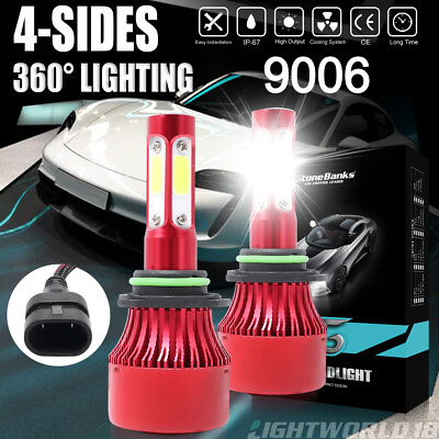 #ad 4 SIDE 9006 LED Headlight Kits HB4 Low Beam Bulbs 6000K Super White 120W 2PCS $10.99