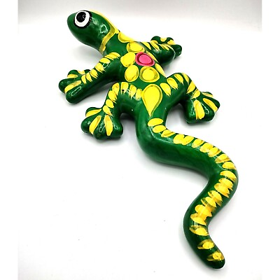 #ad Mexican Pottery 14quot; Gecko Lizard Salamander Iguana Talavera Tonola Vintage Decor $31.99