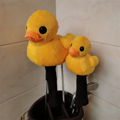 #ad Yellow Duck Golf Wood Head Covers Driver Fairway Woods Cute Animal Protector $19.80