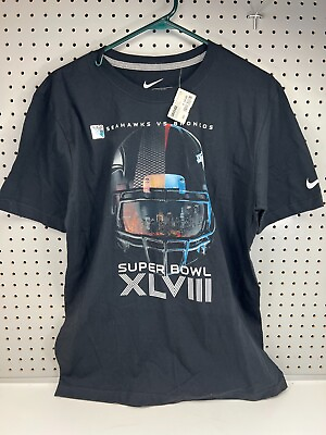 #ad Nike Superbowl 48 Seahawks Broncos Shirt Adult Medium Black NWT XLVIII Mens NOS $20.74