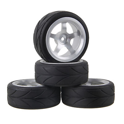 #ad 4 x RC TiresWheel Rim Rubber amp; Aluminum Alloy for RC1:10 on Road Car $22.94