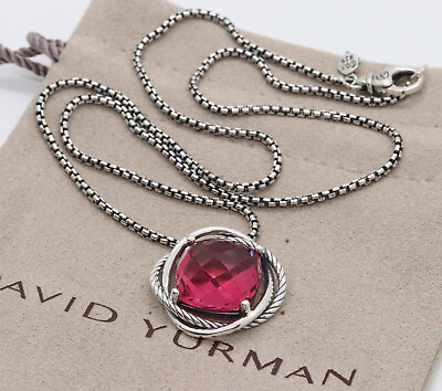 #ad David Yurman Sterling Silver Infinity 14mm Tourmaline Pendant 18 inch Necklace $250.00