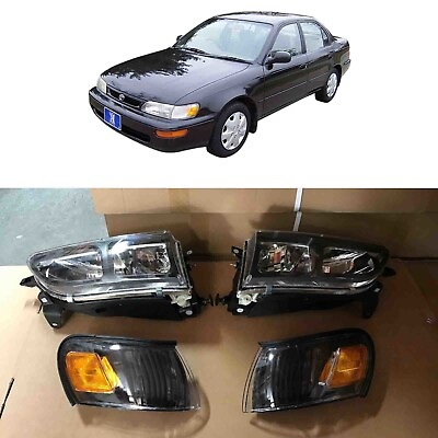 #ad Black Headlights amp; Corner Signal Lights 4pcs for 1993 1997 Toyota Corolla Set $76.99