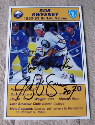 #ad Bob Sweeney Signed Buffalo Sabres Postcard Inscribed Autograph Auto $4.95