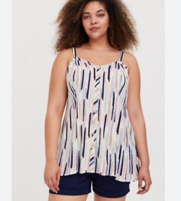 #ad NWT TORRID Cami Tank Top Woven Fit amp; Flare Button Front Size 2 NEW 2X $45 $21.25