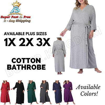 #ad Womens Plus Size Robes Rayon Kimono Dressing Gown Sleepwear Spa Bathrobe $50.10