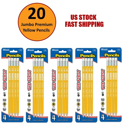 Lot of 20 The First Jumbo Premium Yellow Pencils #2 Yellow Pencils US SHIP $13.59