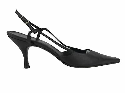 #ad Colin Stuart Womens Black Leather Stiletto Slingback Heel Size US 6 M $18.49