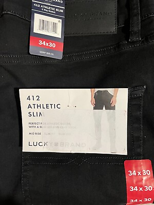 #ad Lucky Brand Men#x27;s 412 Athletic Slim Black 34x30 Two Way Stretch $31.00
