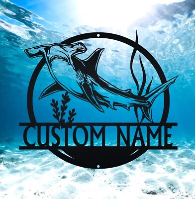 #ad Custom Hammerhead Shark Metal Wall Decor With Led Lights Shark Metal Sign $89.27