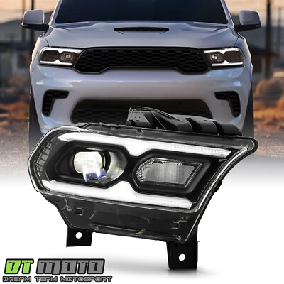 #ad For 2021 2024 Dodge Durango Black w Halogen Turn Signal LED Headlight Passenger $196.96