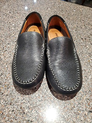 #ad Johnston and Murphy Shoes Mens 7 M Womens 10 Driving Moccasin Black Leather EUC $29.99