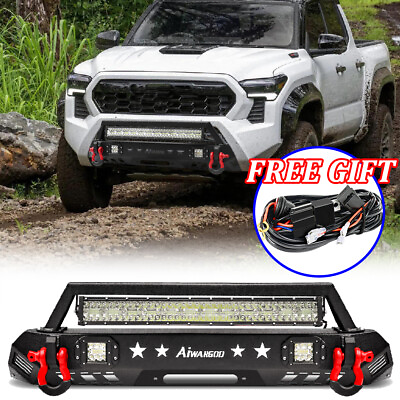 #ad For 2016 2022 Toyota Tacoma Offroad Steel Front Bumper w Winch Plate LED Wire US $432.24