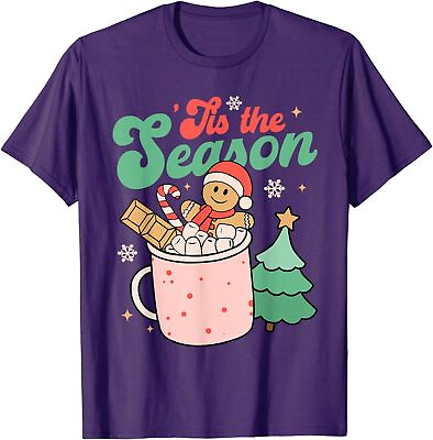 #ad Tis The Season Hot Cocoa Gingerbread Groovy Christmas Unisex T Shirt $21.99