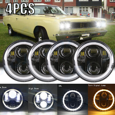 4PCS 5.75quot; Round LED Headlights Hi Lo Beam for Plymouth Road Runner 1968 1974 $126.69