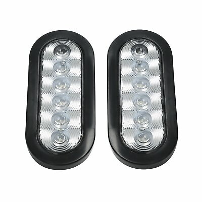 2 Trailer Truck 6quot; Oval 6 LED White Backup Reverse Stop Turn Tail Lights $15.74