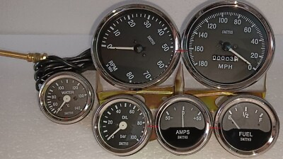 #ad Smiths 52mm Kit Water Temp Oil Fuel Amp Speedometer Tachometer 100 MM $41.50