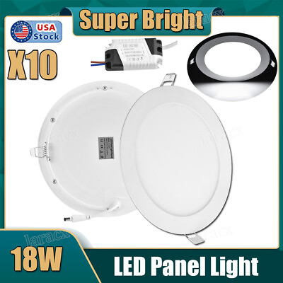 #ad 10X Cool White 18W 8quot; LED Recessed Ceiling Panel Down Light Bulb Lamp Fixture $66.99