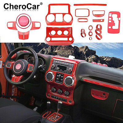 #ad 21X Car Interior Decor Trim Decor Kit For Jeep Wrangler JK JKU 2011 Accessories $77.30