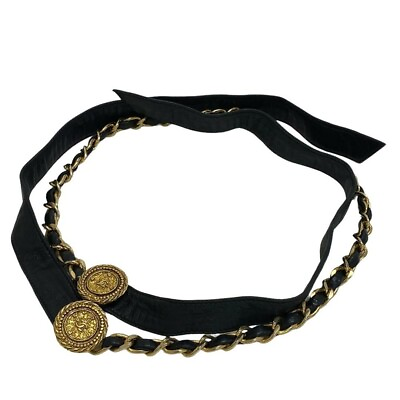 #ad CHANEL BELT AUTH Coco chain CC Gold Vintage Coin Necklace Used From Japan $531.00
