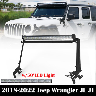 For 18 22 Jeep Wrangler JL Gladiator JT A Pillar w 50quot;LED LightBar Mount Bracket $248.15