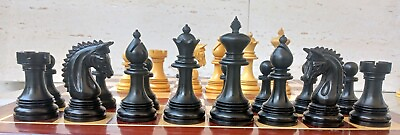 #ad 4.4 inches Augustus Luxury Staunton Chess set pieces ebony amp; Boxwood $210.00