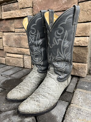 #ad Justin Mens Cowboy WesternBoots Two Tone Gray Elephant Leather Style 8527 Sz 7D $69.99