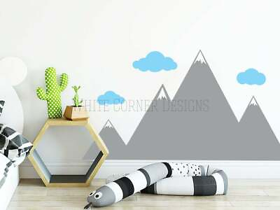 #ad Mountain Wall Decal Multicolor Nursery Decal Clouds Decal Woodland ga171 $69.99