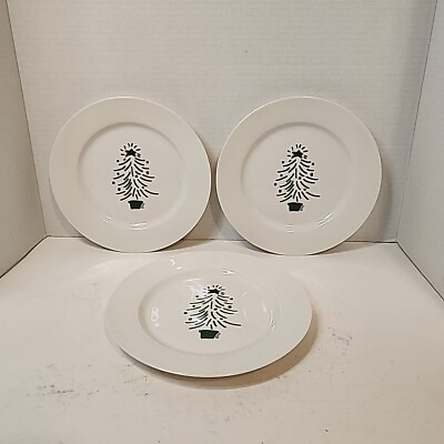 #ad 3 Trish Richman Crate amp; Barrel Green Christmas Tree Ceramic 8.25quot;Plates At Home $29.99