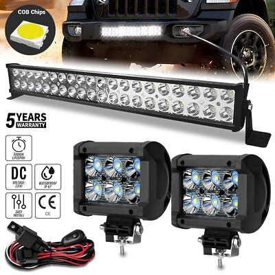 #ad 22quot; Inch Led Work Light Bar Combo Offroad TruckWiring For Jeep UTE 4WD ATV UTV $35.99