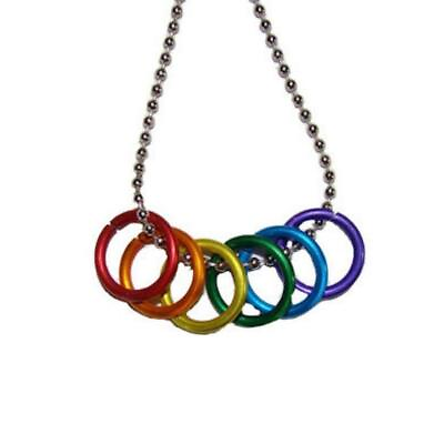 #ad FREEDOM RINGS NECKLACE 20quot; Stainless Steel Chain LGBTQ PRIDE Gay Lesbian Rainbow $8.15